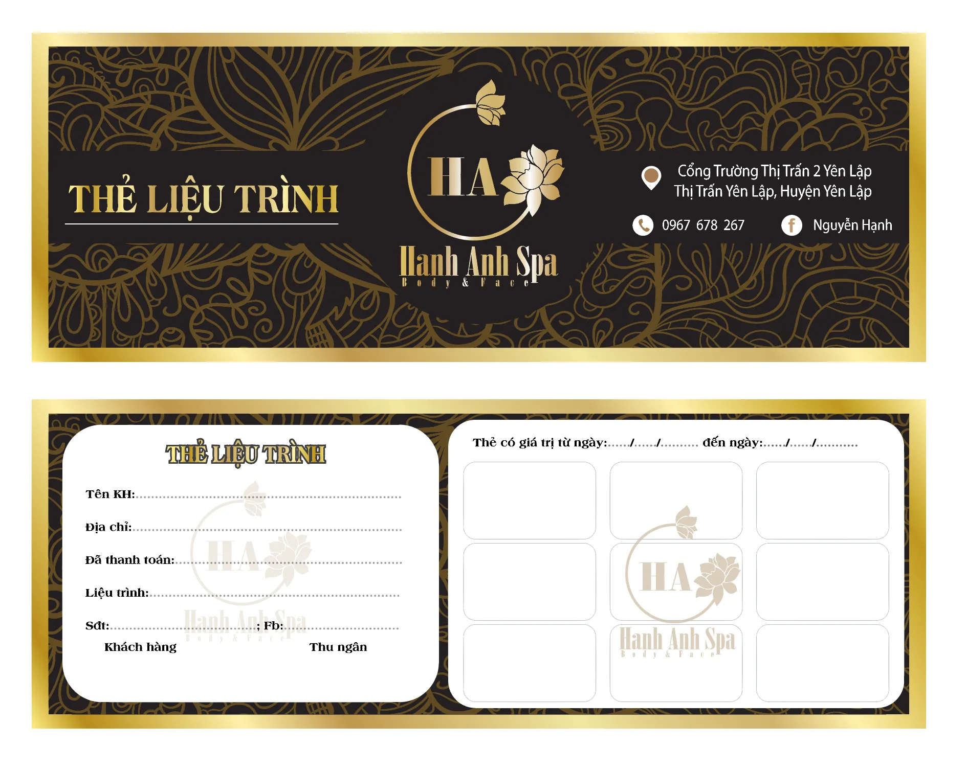 In thẻ liệu trình spa, thẩm mỹ viện giá rẻ tại Hà Nội