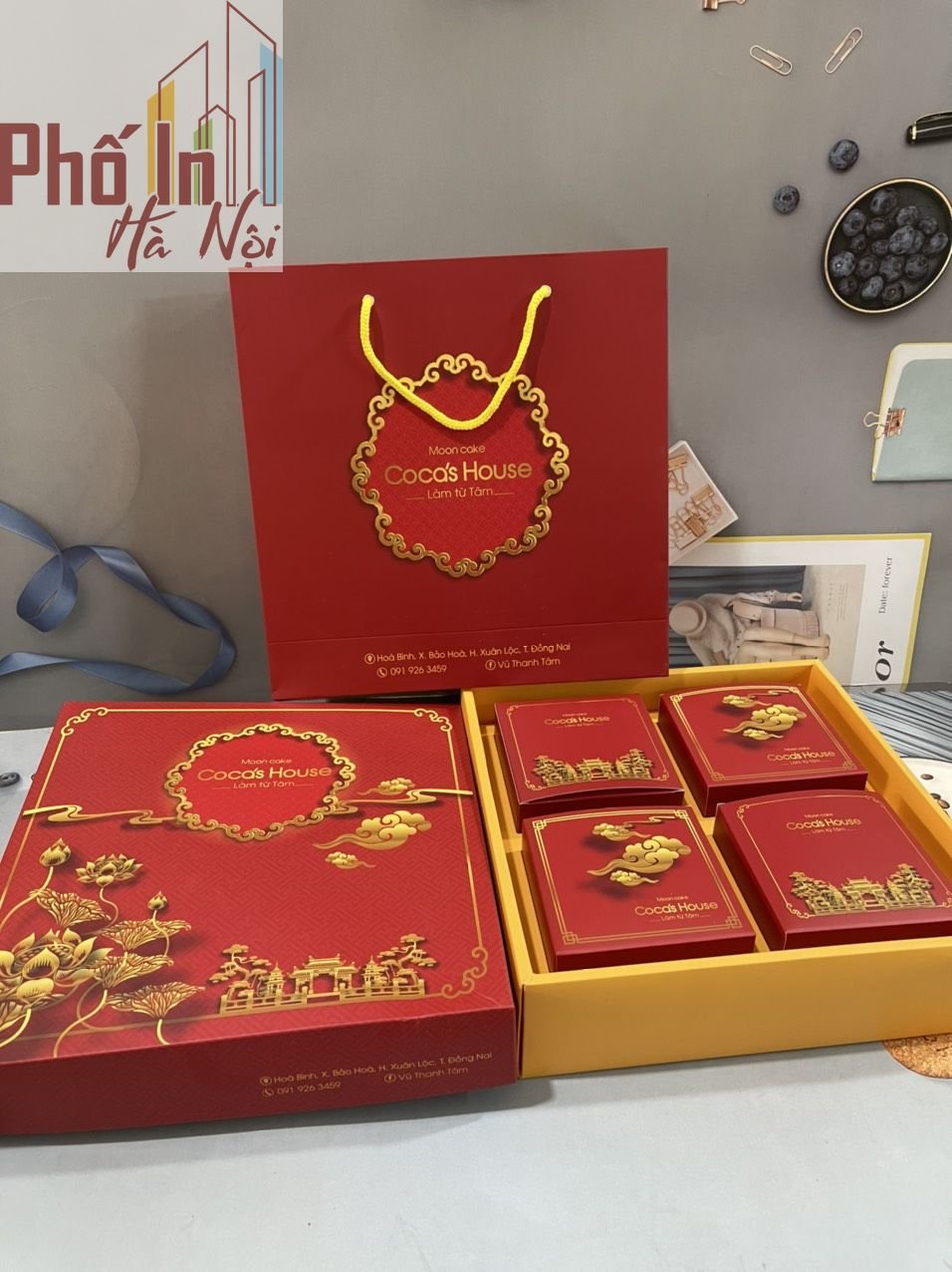 Hộp bánh trung thu âm dương (nắp rời) chất liệu giấy ivory