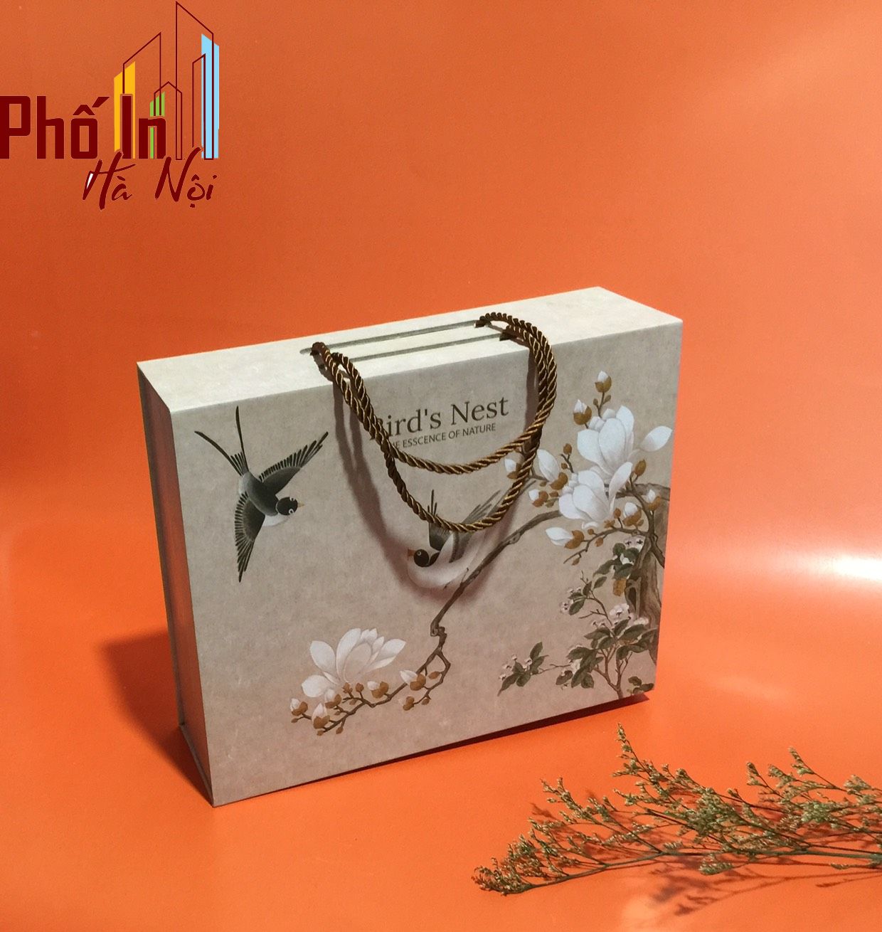 In hộp giấy đựng yến sào quy cách hộp carton nam châm có dây xách