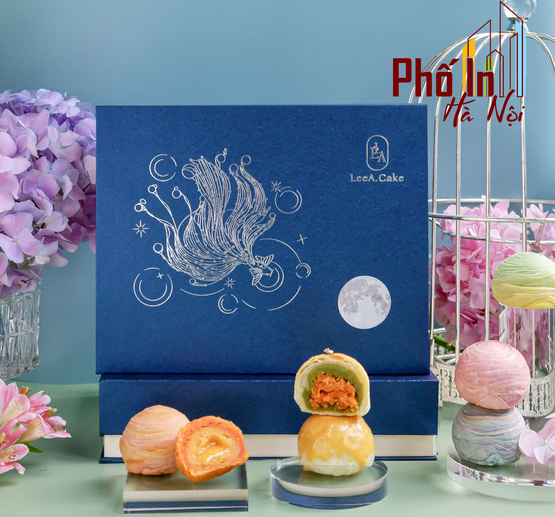 Hộp bánh trung thu giấy ánh trai ép nhũ theo yêu cầu giá rẻ tại Hà Nội