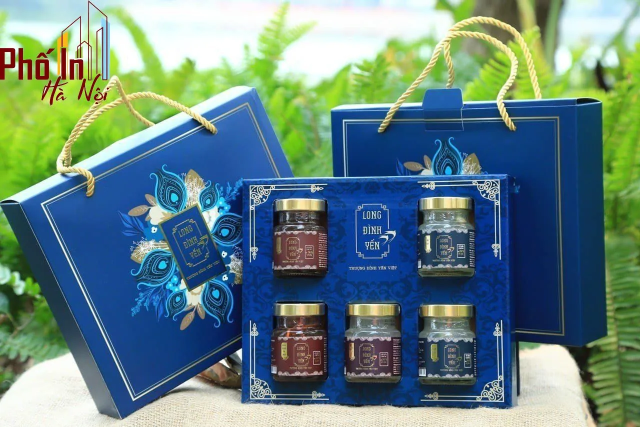 In hộp giấy đựng yến sào giấy ivory có dây xách tại Hà Nội