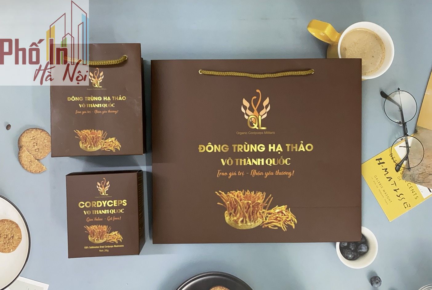 In ấn phẩm bao bì đông trùng hạ thảo